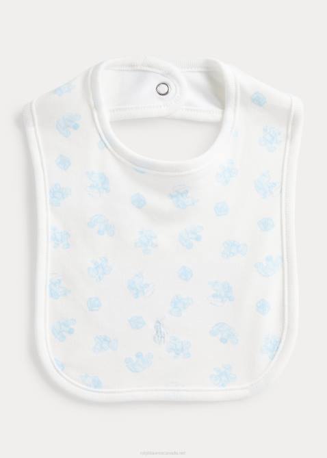 Baby Ralph Lauren Bear-Print Organic Cotton Bib 4DJ28060 Blue Multi