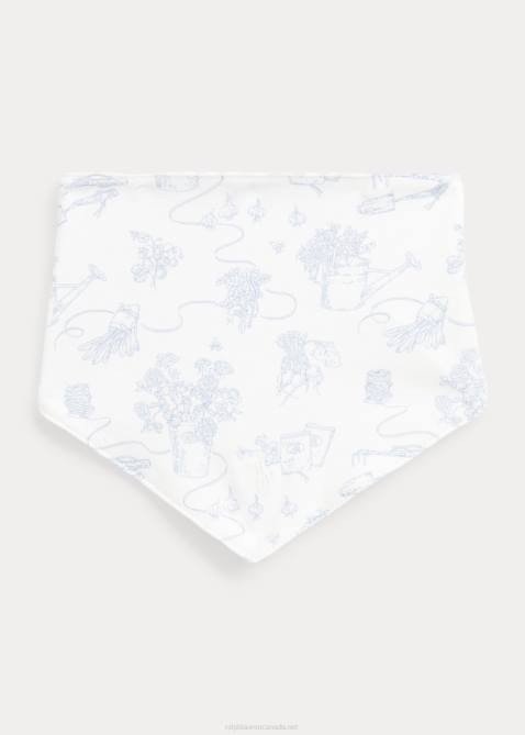 Baby Ralph Lauren Reversible Cotton Interlock Bib 4DJ28067 Blue Garden Toile Multi