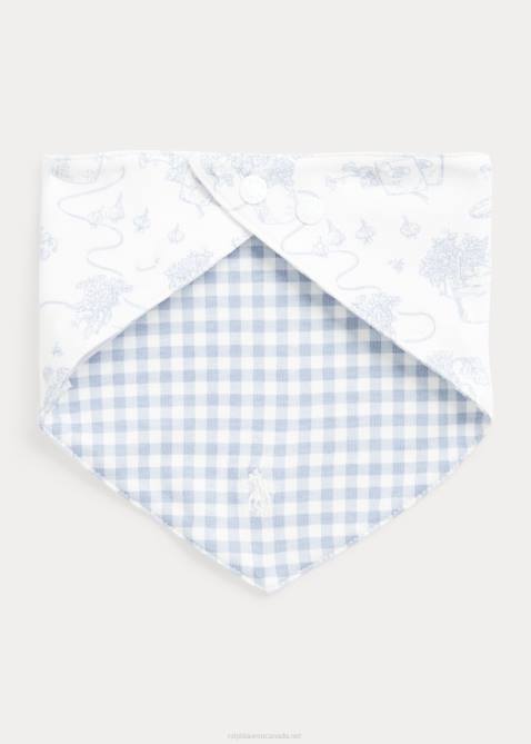 Baby Ralph Lauren Reversible Cotton Interlock Bib 4DJ28067 Blue Garden Toile Multi