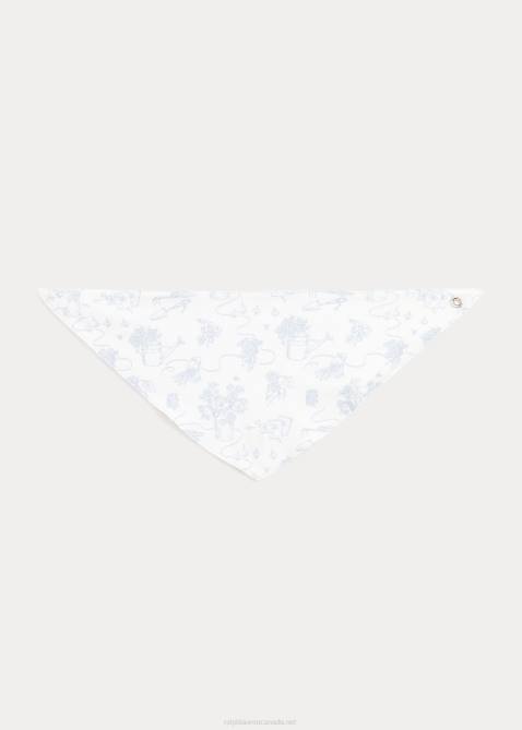 Baby Ralph Lauren Reversible Cotton Interlock Bib 4DJ28067 Blue Garden Toile Multi