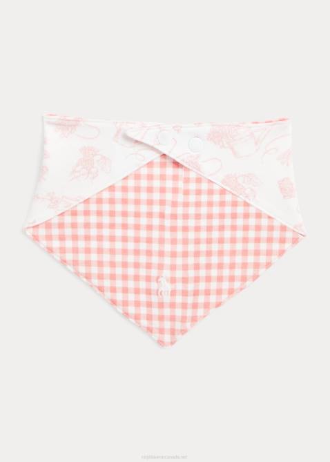 Baby Ralph Lauren Reversible Cotton Interlock Bib 4DJ28068 Pink Garden/Gingham