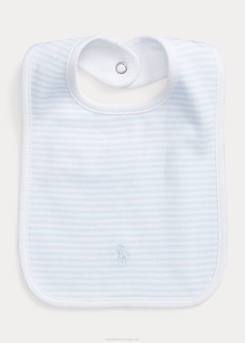 Baby Ralph Lauren Striped Organic Cotton Bib 4DJ28064 Beryl Blue/White
