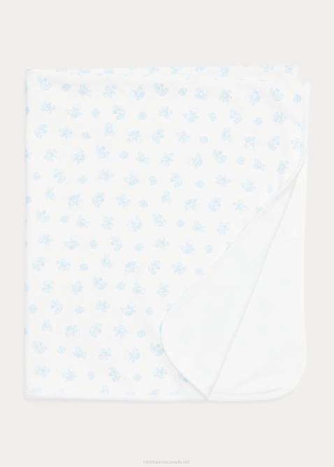 Baby Ralph Lauren Bear-Print Organic Cotton Blanket 4DJ28083 Blue Multi