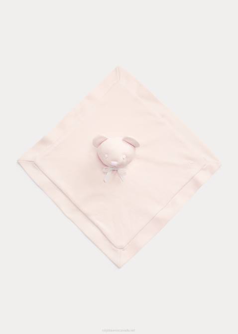 Baby Ralph Lauren Organic Interlock Bear Lovey Blanket 4DJ28092 Delicate Pink