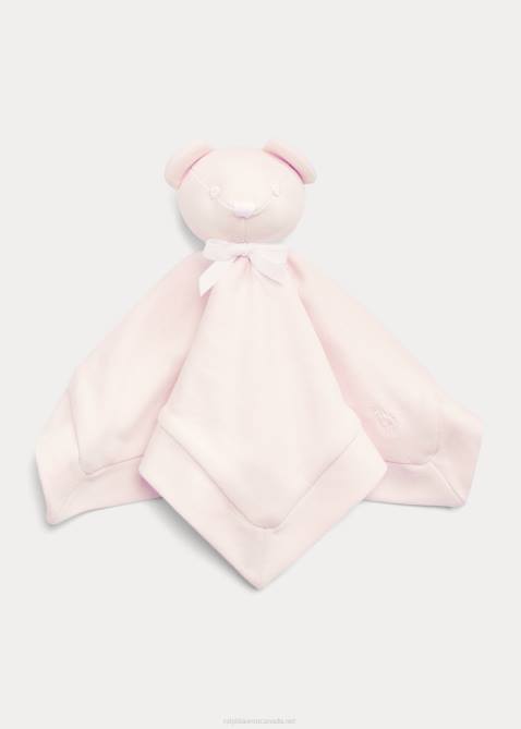 Baby Ralph Lauren Organic Interlock Bear Lovey Blanket 4DJ28092 Delicate Pink