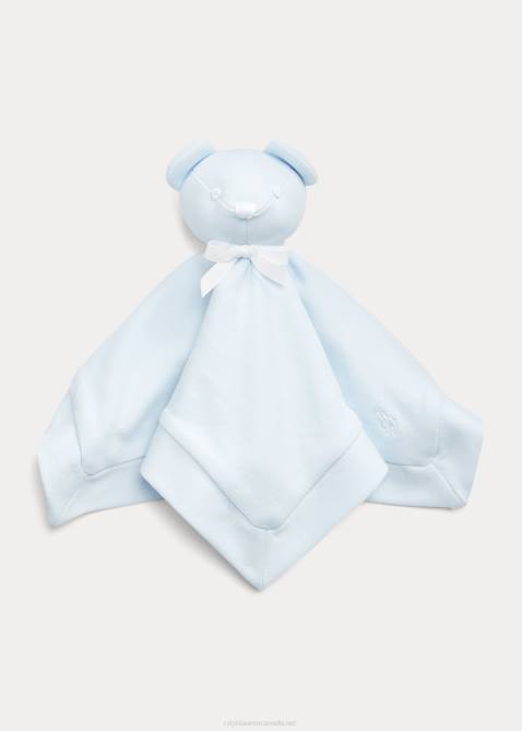 Baby Ralph Lauren Organic Interlock Bear Lovey Blanket 4DJ28093 Beryl Blue