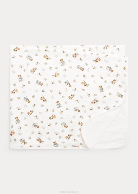 Baby Ralph Lauren Polo Bear Cotton Interlock Blanket 4DJ28086 Girl Garden Bear
