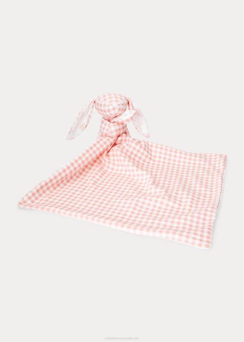 Baby Ralph Lauren Reversible Cotton Bunny Lovey Blanket 4DJ28097 Pink Garden/Pink Gingham