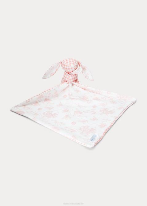 Baby Ralph Lauren Reversible Cotton Bunny Lovey Blanket 4DJ28097 Pink Garden/Pink Gingham