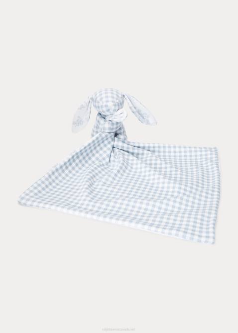 Baby Ralph Lauren Reversible Cotton Bunny Lovey Blanket 4DJ28098 Blue Garden Toile Multi