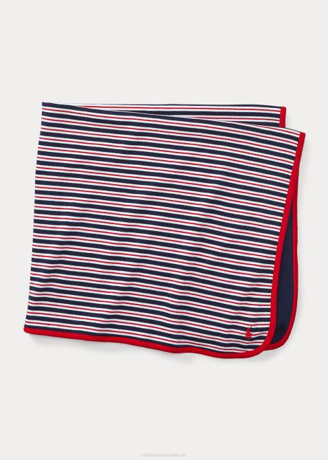 Baby Ralph Lauren Striped Cotton Blanket 4DJ28079 Refined Navy Multi