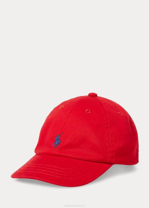 Baby Ralph Lauren Cotton Chino Baseball Cap 4DJ28017 RL 2000 Red