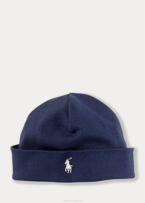 Baby Ralph Lauren Cotton Interlock Beanie 4DJ28020 Refined Navy