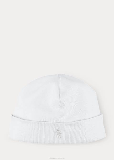 Baby Ralph Lauren Cotton Interlock Beanie 4DJ28021 White