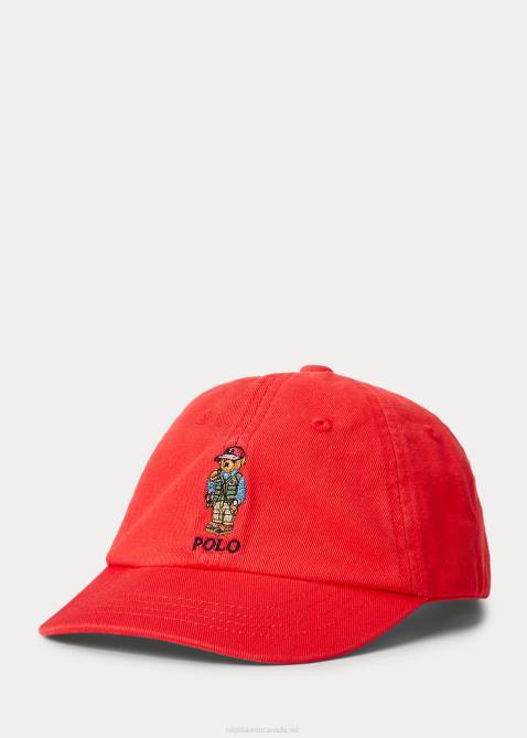 Baby Ralph Lauren Polo Bear Chino Ball Cap 4DJ28337 Red Reef