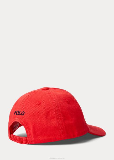 Baby Ralph Lauren Polo Bear Chino Ball Cap 4DJ28337 Red Reef