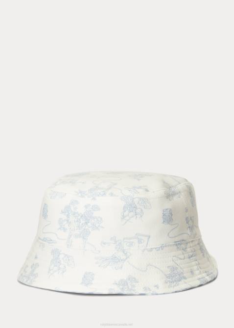 Baby Ralph Lauren Reversible Cotton Interlock Bucket Hat 4DJ28019 Blue Garden Toile Multi