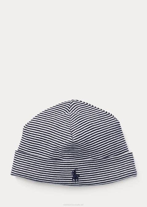 Baby Ralph Lauren Striped Cotton Hat 4DJ28023 Refined Navy Multi