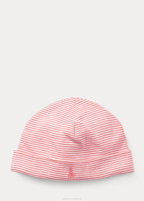 Baby Ralph Lauren Striped Cotton Hat 4DJ28024 Pink