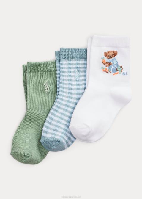Baby Ralph Lauren Polo Bear Crew Sock 3-Pack 4DJ28052 White Assorted
