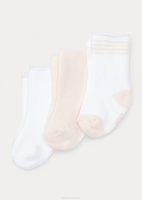 Baby Ralph Lauren Terry Crew Sock 3-Pack 4DJ28054 White/Pink