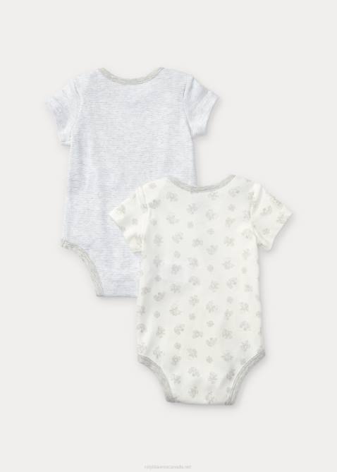 Baby Ralph Lauren Bear-Print Cotton Bodysuit 2-Pack 4DJ210011 Grey Heather Multi