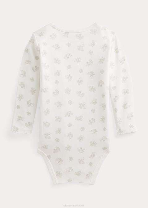 Baby Ralph Lauren Bear-Print Cotton Bodysuit 4DJ28164 Grey Multi