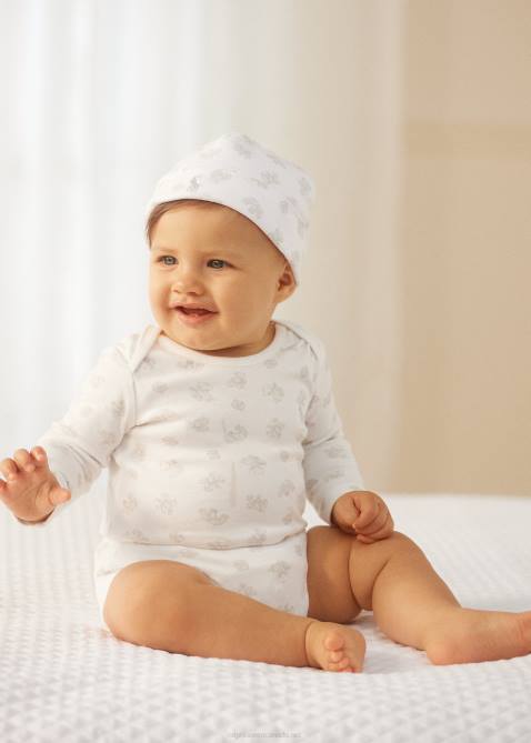 Baby Ralph Lauren Bear-Print Cotton Bodysuit 4DJ28164 Grey Multi