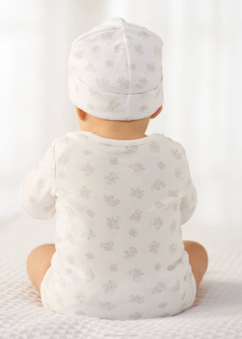 Baby Ralph Lauren Bear-Print Cotton Bodysuit 4DJ28164 Grey Multi