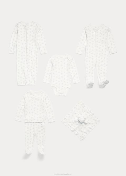 Baby Ralph Lauren Bear-Print Cotton Bodysuit 4DJ28164 Grey Multi