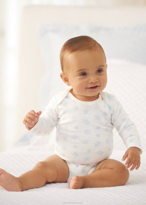 Baby Ralph Lauren Bear-Print Cotton Interlock Bodysuit 4DJ28158 Blue Multi