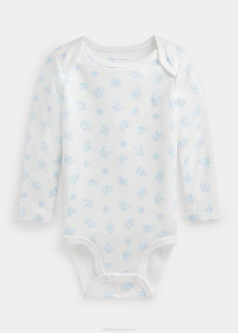 Baby Ralph Lauren Bear-Print Cotton Interlock Bodysuit 4DJ28158 Blue Multi
