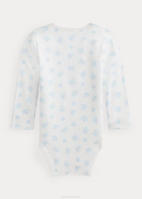 Baby Ralph Lauren Bear-Print Cotton Interlock Bodysuit 4DJ28158 Blue Multi
