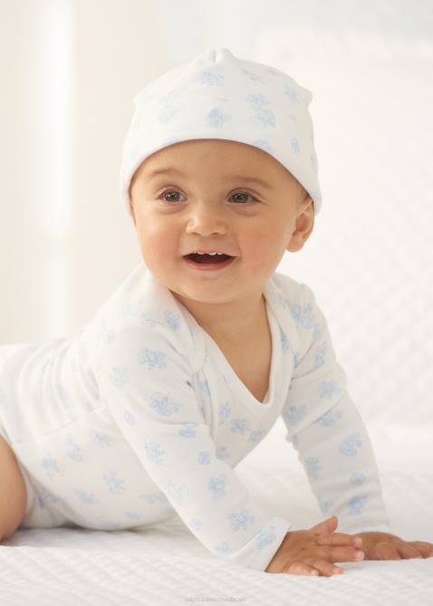 Baby Ralph Lauren Bear-Print Cotton Interlock Bodysuit 4DJ28158 Blue Multi