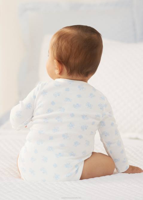 Baby Ralph Lauren Bear-Print Cotton Interlock Bodysuit 4DJ28158 Blue Multi