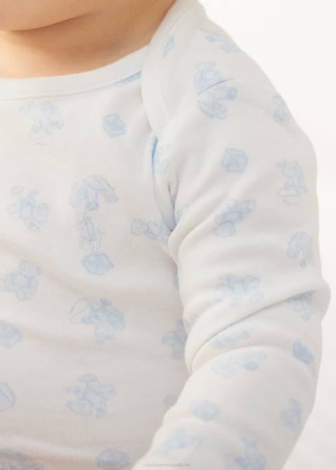 Baby Ralph Lauren Bear-Print Cotton Interlock Bodysuit 4DJ28158 Blue Multi