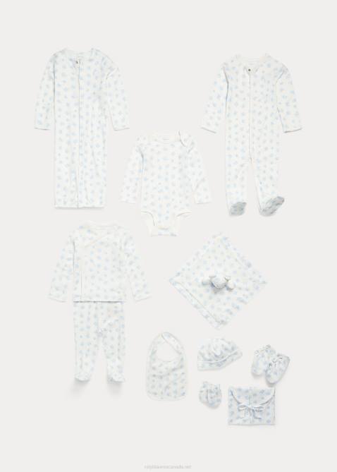 Baby Ralph Lauren Bear-Print Cotton Interlock Bodysuit 4DJ28158 Blue Multi