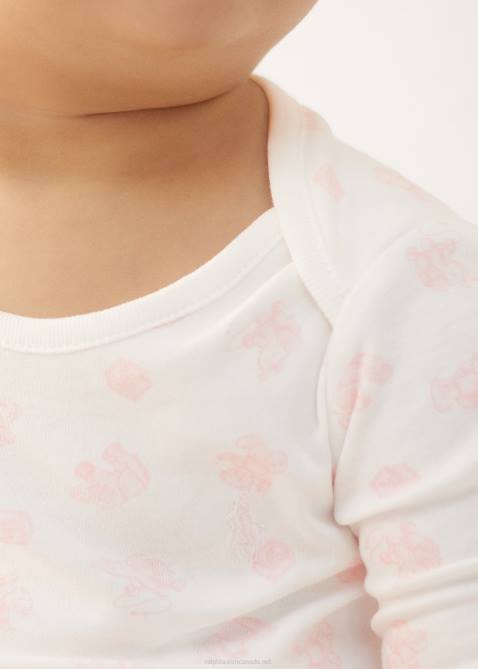 Baby Ralph Lauren Bear-Print Organic Cotton Bodysuit 4DJ28166 Pink Multi