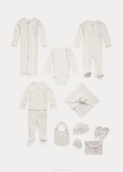 Baby Ralph Lauren Bear-Print Organic Cotton Bodysuit 4DJ28166 Pink Multi