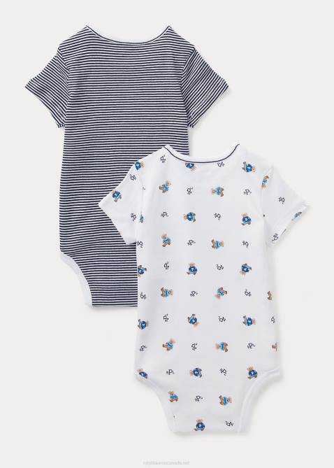 Baby Ralph Lauren Cotton Bodysuit 2-Pack 4DJ27701 White Multi/Refined Navy