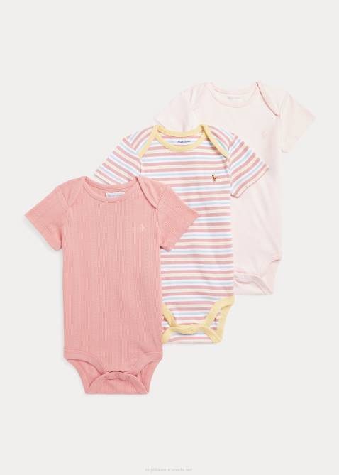 Baby Ralph Lauren Cotton Interlock Bodysuit 3-Pack 4DJ27700 Adirondack Rose