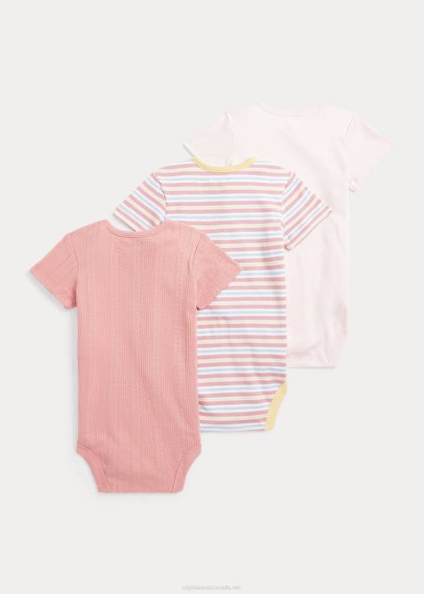 Baby Ralph Lauren Cotton Interlock Bodysuit 3-Pack 4DJ27700 Adirondack Rose