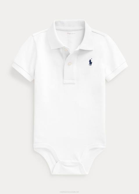 Baby Ralph Lauren Cotton Mesh Polo Bodysuit 4DJ210010 White