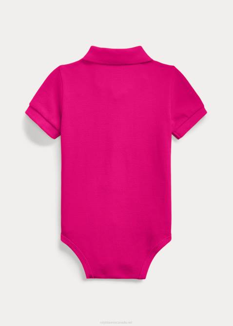 Baby Ralph Lauren Cotton Mesh Polo Bodysuit 4DJ27682 Pink Sky