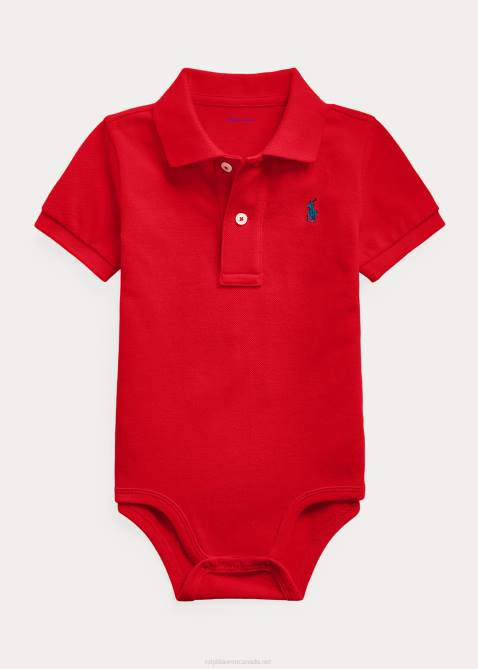 Baby Ralph Lauren Cotton Mesh Polo Bodysuit 4DJ27683 RL 2000 Red
