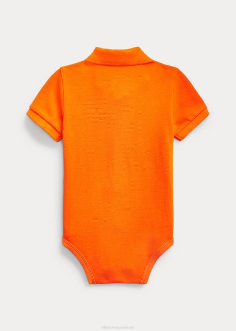 Baby Ralph Lauren Cotton Mesh Polo Bodysuit 4DJ27684 Sailing Orange