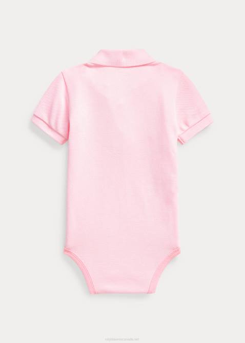 Baby Ralph Lauren Cotton Mesh Polo Bodysuit 4DJ27685 Carmel Pink