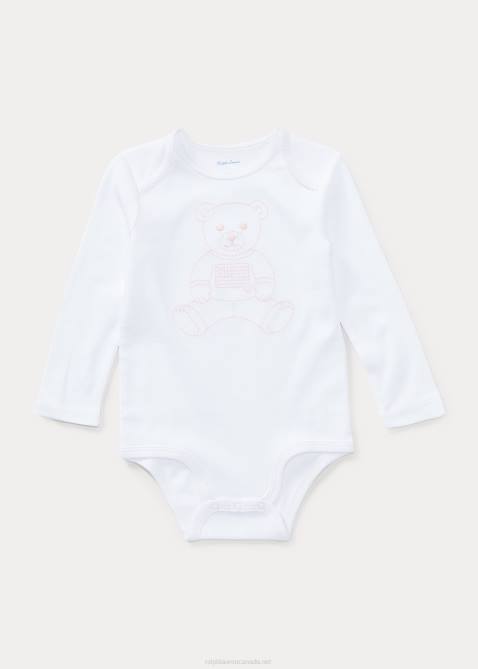 Baby Ralph Lauren Embroidered Polo Bear Bodysuit 4DJ27697 White