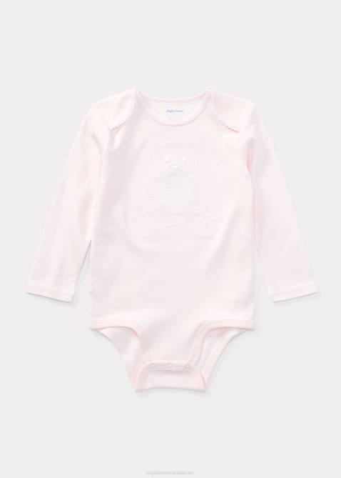 Baby Ralph Lauren Embroidered Polo Bear Bodysuit 4DJ27698 Delicate Pink