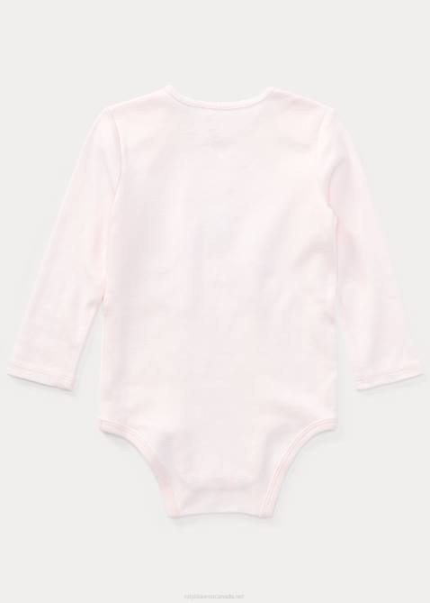 Baby Ralph Lauren Embroidered Polo Bear Bodysuit 4DJ27698 Delicate Pink